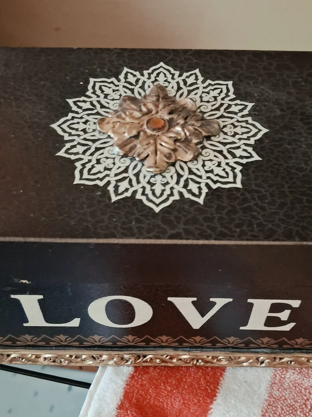Decorative 'LOVE' Wooden Box in Black and Gold